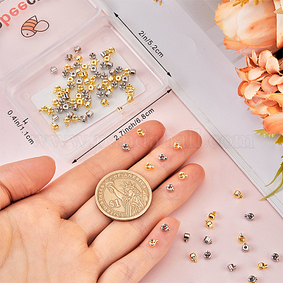 100Pcs 2 Colors Brass Crimp Beads&nbsp;KK-BBC0014-31-1