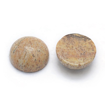 Natural Picture Jasper Cabochons&nbsp;G-P393-R51-6MM-1