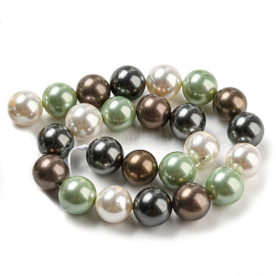 Polished Shell Pearl Bead Strands&nbsp;BSHE-F013-07D-1