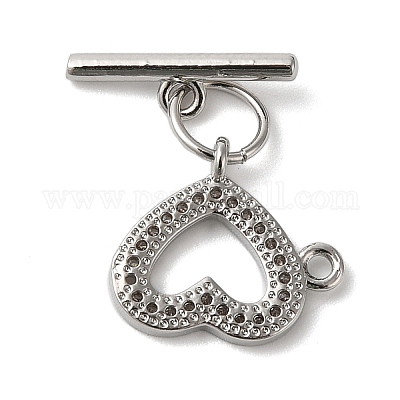 Brass Micro Pave Clear Cubic Zirconia Toggle Clasps&nbsp;KK-N254-69P-1