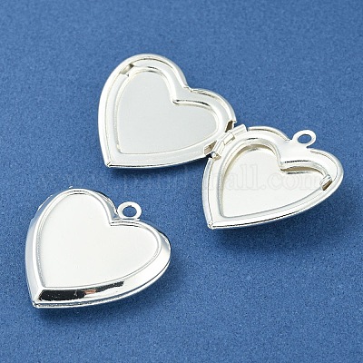 Rack Plating Heart Brass Locket Pendants&nbsp;KK-T071-11S-1