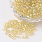 Transparent Rainbow Colours Round Glass Seed Beads, Pale Goldenrod, 6/0, 4mm, Hole:1.5mm, about 495pcs/50g