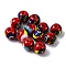 Handmade Millefiori Lampwork Beads, Round, Brown, 8.5~9mm, Hole: 1.6mm