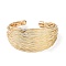 Brass Open Cuff Bangles, Multi Lines, Golden, Wide: 7~30mm, Inner Diameter: 2-1/4 inch(5.7cm)