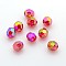 Eco-Friendly Transparent Acrylic Beads, Faceted, Round, AB Color, Red, 8mm, Hole: 1.5mm, about 2000pcs/500g
