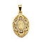 304 Stainless Steel Pendants, with Rhinestone, Religious Theme, PVD Vacuum Plating, Long-Lasting Plated, Lady of Guadalupe Charm, Golden, Oval, 29x18.5x2mm, Hole: 3x7mm