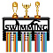 Rectangle Iron Medal Hanger Holder, with Screws & Anchor Plug & Nut & Shim Ring, Swimming Pattern, Holder: 200x400mm & 100x400mm
