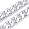 Aluminum Curb Chains, Diamond Cut Cuban Link Chains, Unwelded, Platinum, 21x14x4mm