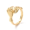 Hug Ring, Brass Double Hands Open Cuff Ring for Women, Cadmium Free & Lead Free, Real 18K Gold Plated, US Size 6 1/2(16.9mm)