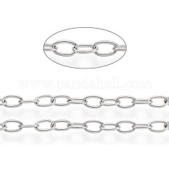 Tarnish Resistant 304 Stainless Steel Cable Chains, Soldered, with Card Paper, Oval, Stainless Steel Color, Links: 4x2.5x0.5mm, about 32.8 Feet(10m)/card