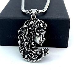 Medusa Snake Pendant Necklace Vintage Gothic Steel Jewelry for Women
