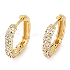 Rack Plating Square Brass Micro Pave Cubic Zirconia Hoop Earrings, Long-Lasting Plated, Lead Free & Cadmium Free, Real 18K Gold Plated, Clear, 19x4mm