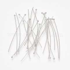 Brass Ball Head Pins, Cadmium Free & Nickel Free & Lead Free, Real Platinum Plated, 50x0.5mm, 24 Gauge, Head: 1.5mm