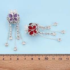 Butterfly & Crown Alloy Rhinestone Tassel Chain Dangle Beads&nbsp;OACR-N141-03