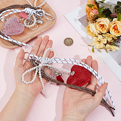 2Pcs 2 Colors Velvet Rhinestone Heart with Plastic Pearl Bowknot Pendant Decorations&nbsp;HJEW-DR00264