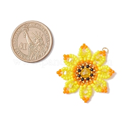 Glass Seed Beaded Sunflower Pendants&nbsp;PALLOY-MZ00855