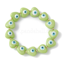 Resin Heart with Evil Eye Beaded Stretch Bracelets&nbsp;BJEW-JB09460