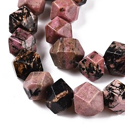 Natural Rhodonite Star Cut Round Beads Strands&nbsp;G-T138-32