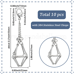 10Pcs Brass Macrame Pouch Empty Stone Holder Pendant Decoration&nbsp;HJEW-SC0001-84