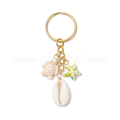 Synthetic Turquoise with Natural Mixed Cowrie Shell Keychain&nbsp;KEYC-JKC01266