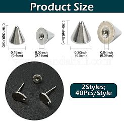80Pcs 2 Styles 201 Stainless Steel Ear Nuts&nbsp;STAS-FS0002-22