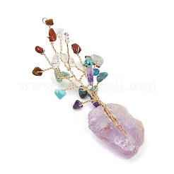 Natural Mixed Gemstone Chips Tree of Life Display Decorations&nbsp;AJEW-JD00015-04