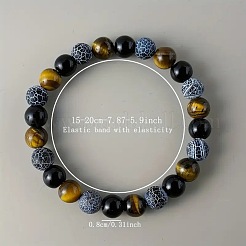 Natural Tiger Eye & Black Onyx & Snakeskin Agate Beaded Stretch Bracelets for Women and Men&nbsp;CG8049