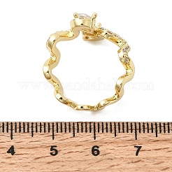 Brass Micro Pave Cubic Zirconia Cuff Open Rings for Women&nbsp;RJEW-B160-01G