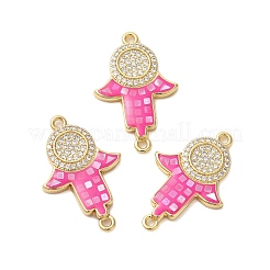 Rack Plating Brass Micro Pave Clear Cubic Zirconia Hamsa Hand Links Connector Charms&nbsp;KK-K385-118G