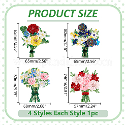 4Pcs 4 Styles Glass Seed Beads Sequin Flower Garment Accessories&nbsp;DIY-WR0004-72