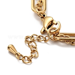 PVD Vacuum Plating 201 Stainless Steel Paper & Curb Chains Double Layered Multi-strand Bracelet for Women&nbsp;BJEW-A126-19G