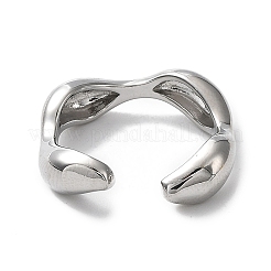 Rack Plating Brass Twist Wave Open Cuff Rings for Women&nbsp;X-RJEW-Q777-08P
