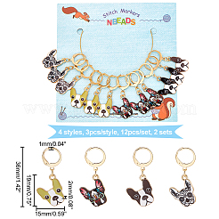 12Pcs 4 Style Alloy Enamel Dog Charms Locking Stitch Makers&nbsp;HJEW-PH01589