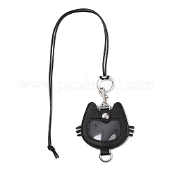 Imitation Leather Cat Shaped Coin Pouch Pendant Black Waxed Cord Necklaces&nbsp;NJEW-Z099-01