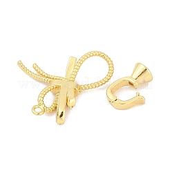 Brass Micro Pave Clear Cubic Zirconia Fold Over Clasps&nbsp;KK-M311-10G