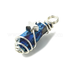 2Pcs Electroplated Natural Quartz Crystal Dyed Copper Wire Wrapped Pendants&nbsp;PALLOY-JF03169-02
