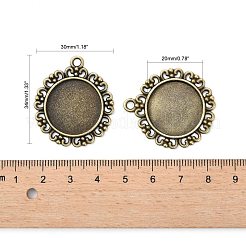 Tibetan Style Flat Round Alloy Pendant Cabochon Settings&nbsp;TIBEP-Q045-005AB-NR