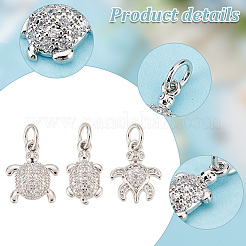 18Pcs 6 Style Brass Micro Pave Cubic Zirconia Charms&nbsp;ZIRC-PH0001-34