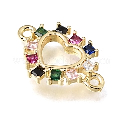 Brass Pave Cubic Zirconia Connector Charms&nbsp;KK-E802-15G-A