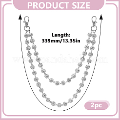 2Pcs Handmade Polymer Clay Rhinestone Bead Chains for Jeans Pants&nbsp;HJEW-DR00276