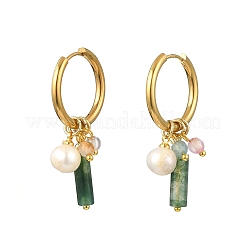 Natural Gemstone and Freshwater Pearl Dangle Earrings&nbsp;EJEW-JE07170