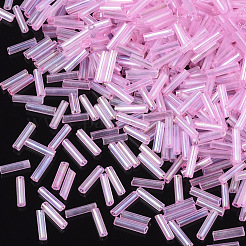 Transparent Colours Rainbow Glass Bugle Beads&nbsp;TSDB6MM01