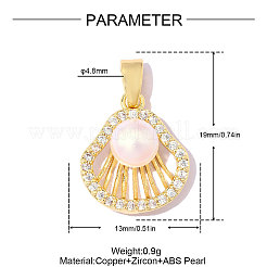 Brass Clear Cubic Zirconia Pendants&nbsp;KK-OY001-09G