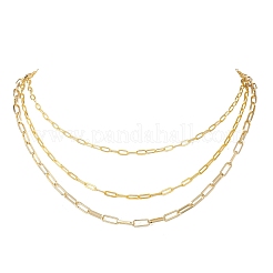 Brass Paperclip Chain 3 Layered Necklaces for Women&nbsp;NJEW-JN05507