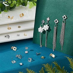 40Pcs 4 Style 304 & 201 Stainless Steel Stud Earring Findings&nbsp;STAS-UN0038-71