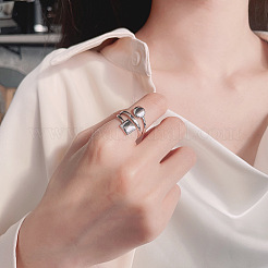 Flat Round & Square Rhodium Plated 925 Sterling Silver Finger Rings&nbsp;FS-WGC22D2-01