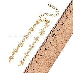 Brass Pave Clear Cubic Zirconia Star Link Chain Bracelet Making&nbsp;AJEW-JB01639