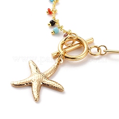 Brass Starfish Charm Bracelets&nbsp;BJEW-JB05807-01
