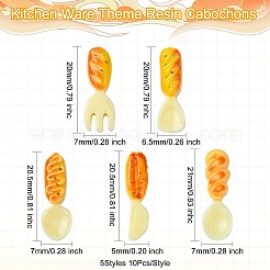 50Pcs 5 Styles Kitchen Ware Theme Resin Cabochons&nbsp;RESI-CJ0004-23