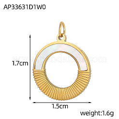 Ring Charms 304 Stainless Steel Shell Pendants&nbsp;STAS-OY004-55G
